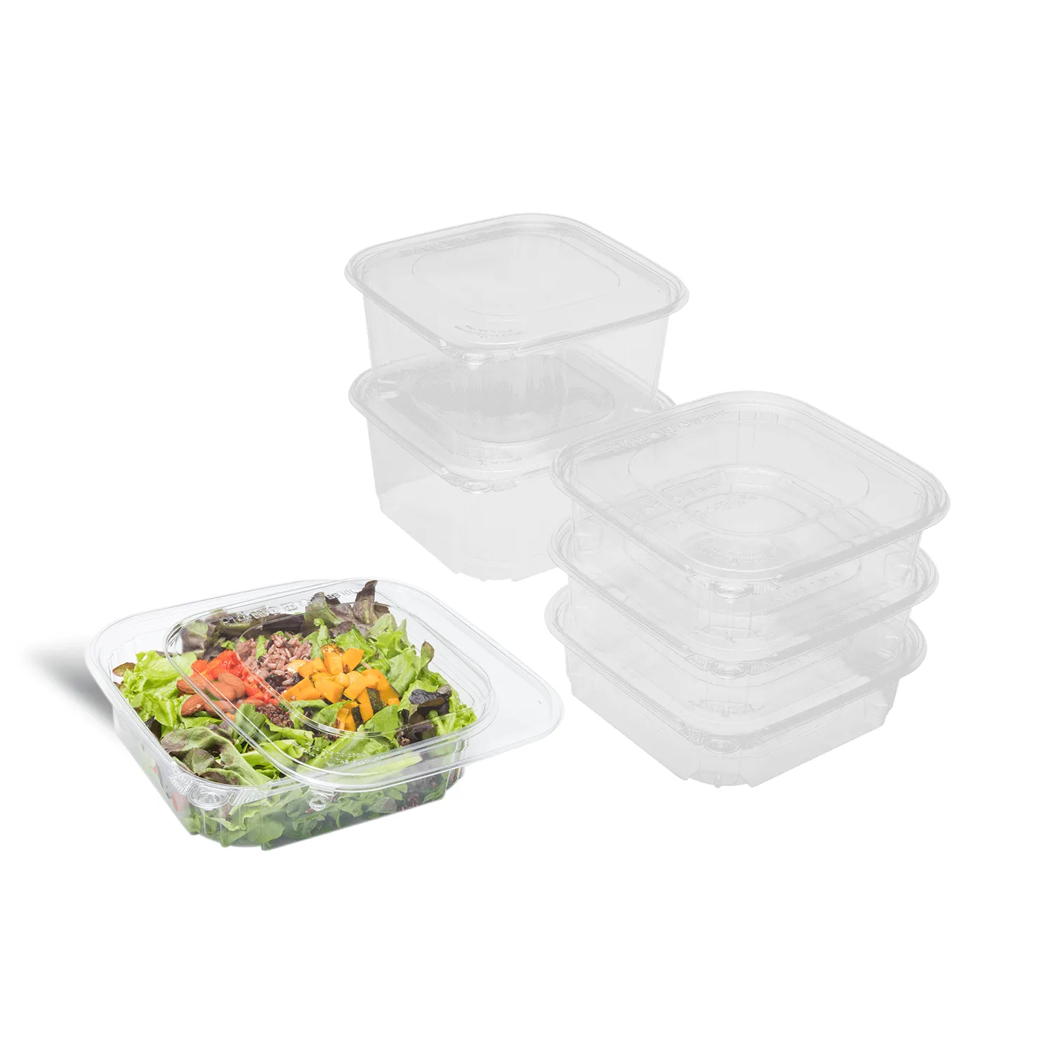 [120 sets] 48 oz PET Tamper Resistant Deli Containers with Flat Lid