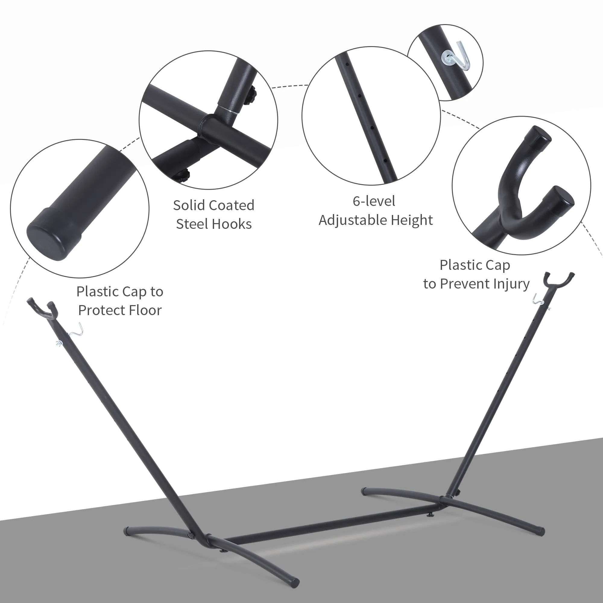 2.86m Universal Hammock Stand Metal Frame Garden Camping Picnic Outdoor Patio Replacement  Stand Only