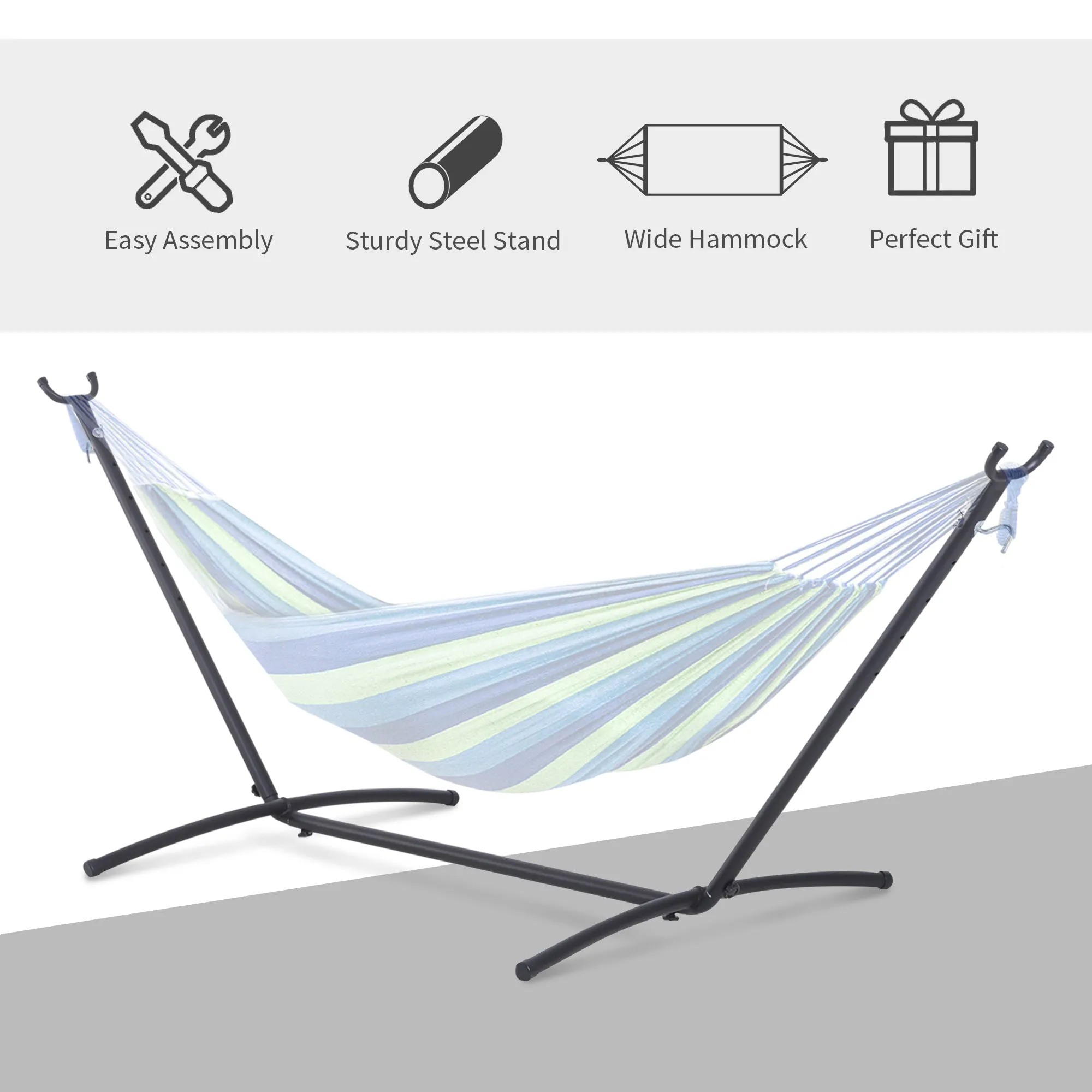 2.86m Universal Hammock Stand Metal Frame Garden Camping Picnic Outdoor Patio Replacement  Stand Only