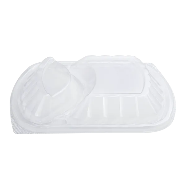 [300 ct] OPS Lid for 36 oz Microwaveable Take-Out Box | 2-Compartment | Clear