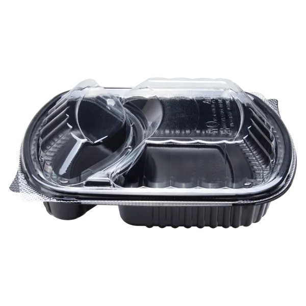 [300 ct] OPS Lid for 36 oz Microwaveable Take-Out Box | 2-Compartment | Clear
