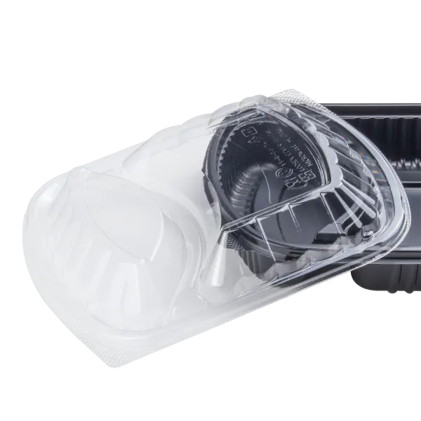 [300 ct] OPS Lid for 36 oz Microwaveable Take-Out Box | 2-Compartment | Clear
