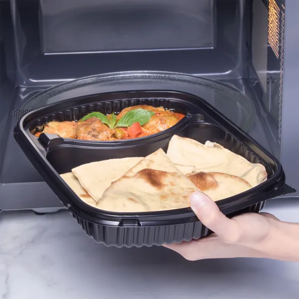 [300 ct] OPS Lid for 36 oz Microwaveable Take-Out Box | 2-Compartment | Clear