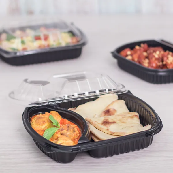 [300 ct] OPS Lid for 36 oz Microwaveable Take-Out Box | 2-Compartment | Clear