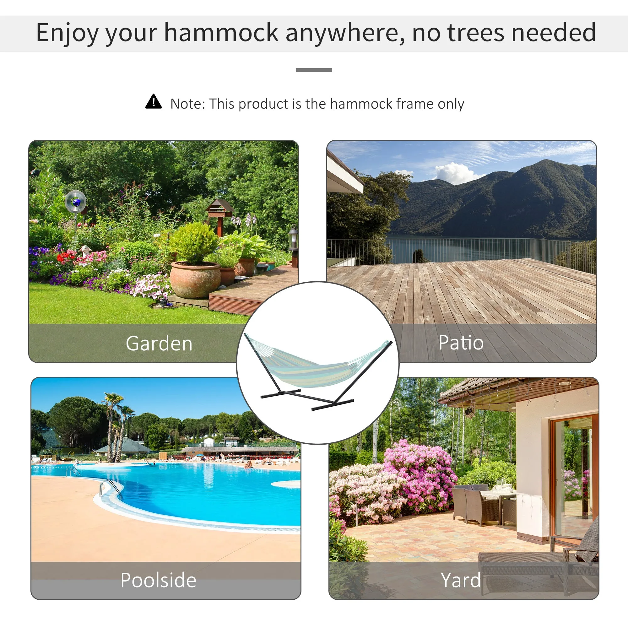 3.6m Extra-long Universal Hammock Stand Metal Frame Garden Camping Picnic Outdoor Patio Replacement  Stand Only
