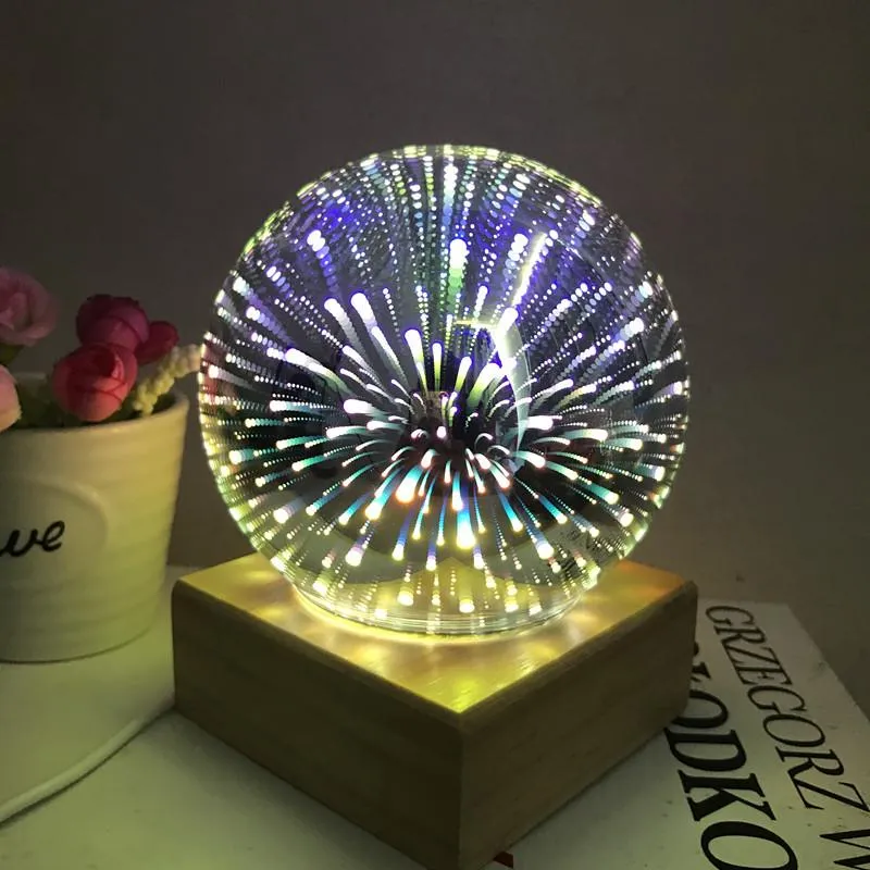 3D Glass Cover Table Lamp Sky Moon Magic Light LED Bedside Bedroom Decoration USB Desk Night Light