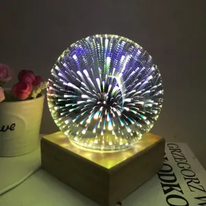 3D Glass Cover Table Lamp Sky Moon Magic Light LED Bedside Bedroom Decoration USB Desk Night Light