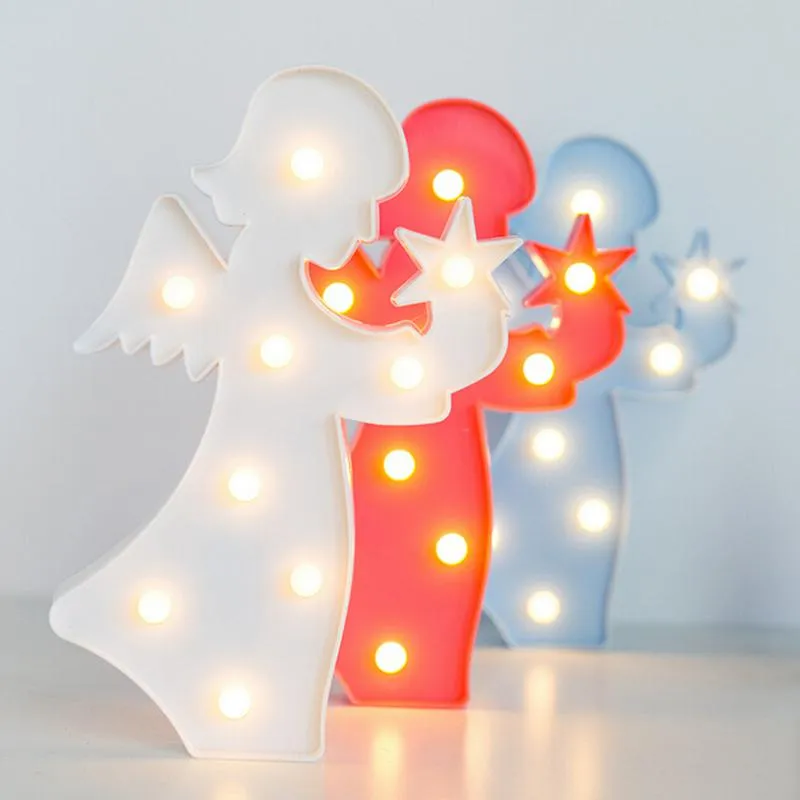 3D LED Night Lights Angel Shape Table Lamp Gifts for Kids Christmas Party Room Decor