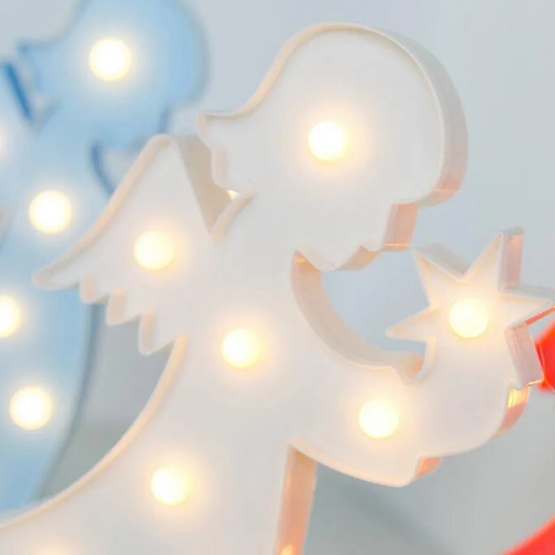 3D LED Night Lights Angel Shape Table Lamp Gifts for Kids Christmas Party Room Decor