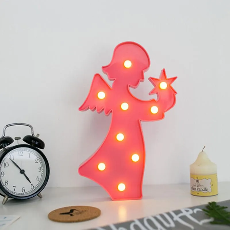 3D LED Night Lights Angel Shape Table Lamp Gifts for Kids Christmas Party Room Decor