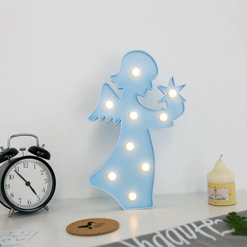 3D LED Night Lights Angel Shape Table Lamp Gifts for Kids Christmas Party Room Decor