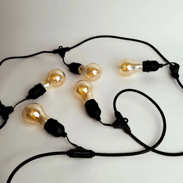 A19 Amber Bulb | 10m 10 Bulbs | Drop Hang Dimmable Festoon Lights