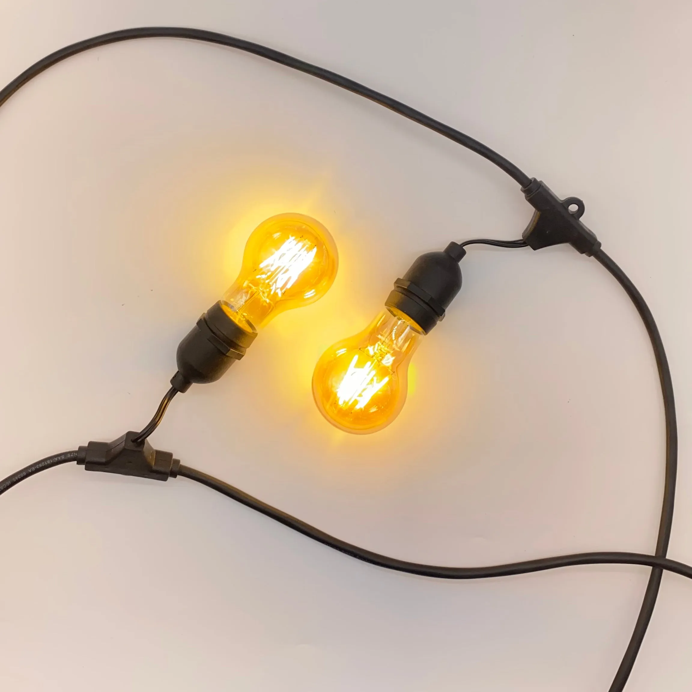 A19 Amber Bulb | 10m 10 Bulbs | Drop Hang Dimmable Festoon Lights