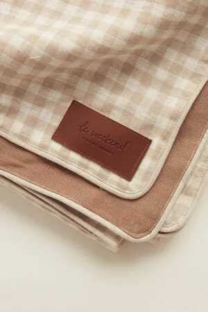 Almond Gingham Picnic Rug