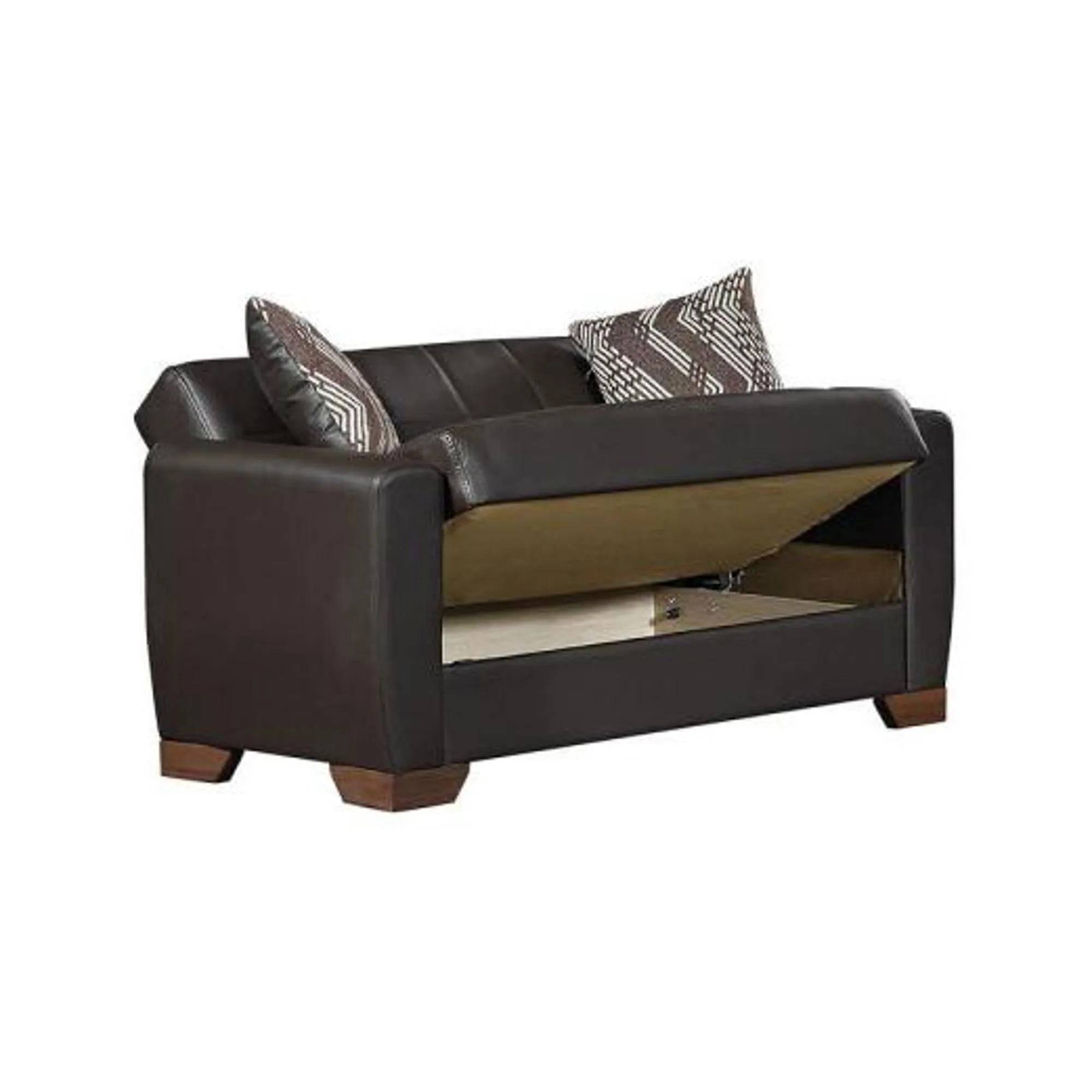Barato Convertible Loveseat in Brown PU Leather