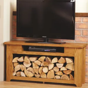 Bespoke Rustic Oak TV Unit with Log Store