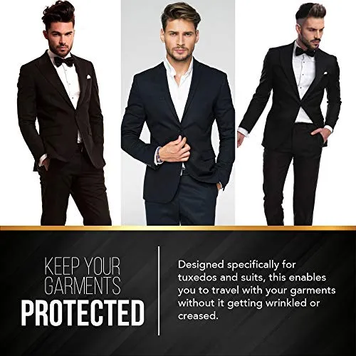 Black Pinstriped Suit Garment Travel Bags 3 Pack With ID Tag Window - 40" X 24"