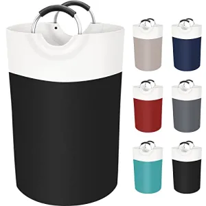 BlissTotes Laundry Basket, Laundry Hamper, Collapsible Laundry Baskets, Dirty Clothes Hamper, Waterproof Laundry Basket with Foam Protected Aluminum Handles for College Dorm, Family 75L (Black)