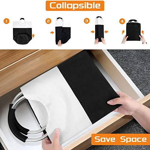 BlissTotes Laundry Basket, Laundry Hamper, Collapsible Laundry Baskets, Dirty Clothes Hamper, Waterproof Laundry Basket with Foam Protected Aluminum Handles for College Dorm, Family 75L (Black)