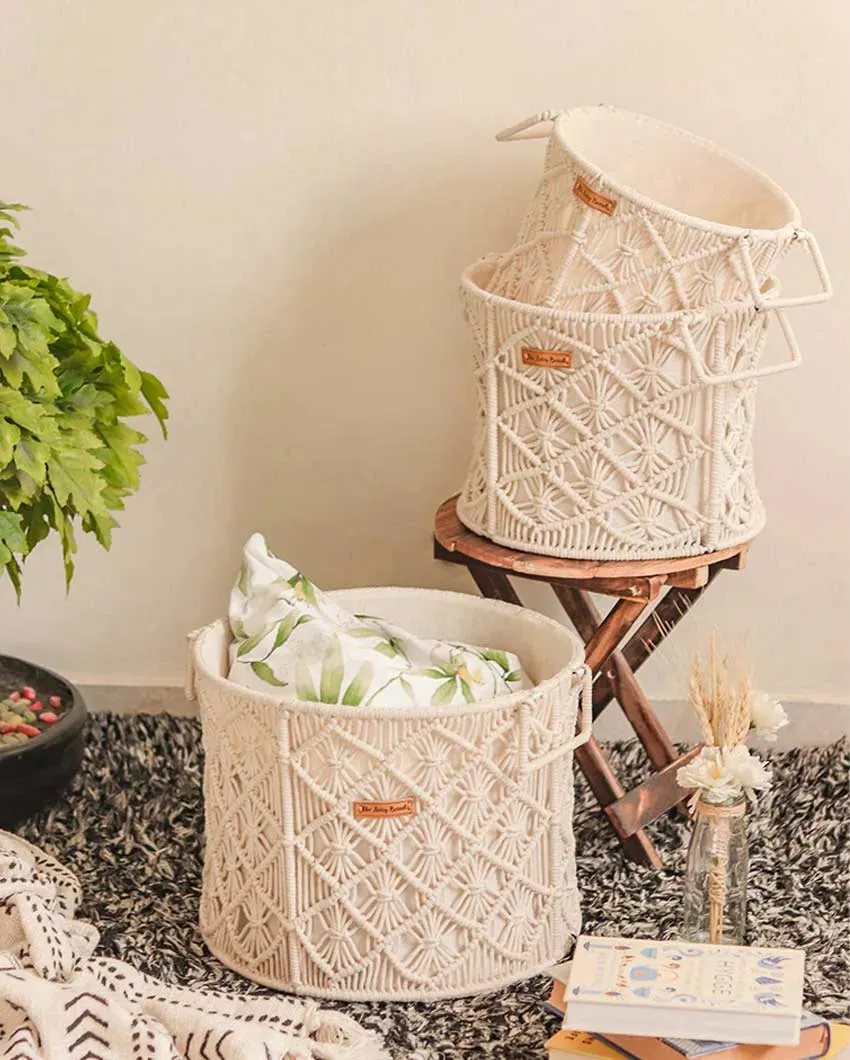 Bongo Cotton & Metal Frame Basket | Set of 3 | 4 kg