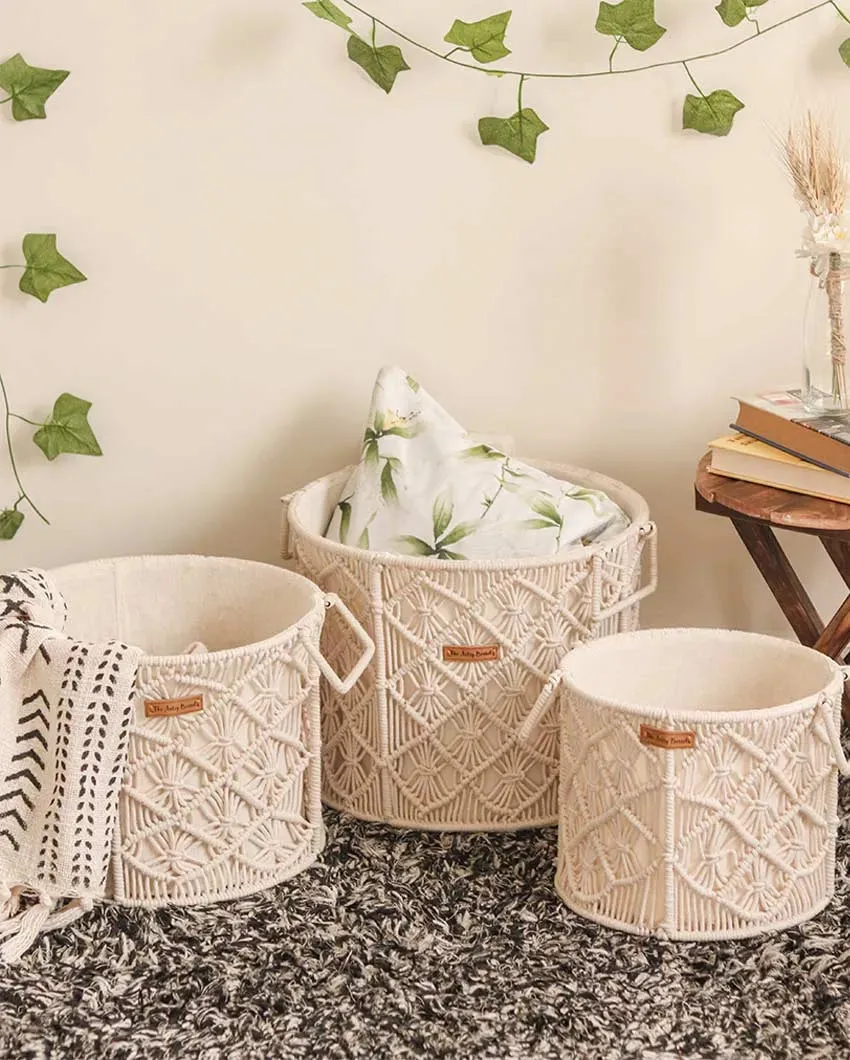 Bongo Cotton & Metal Frame Basket | Set of 3 | 4 kg