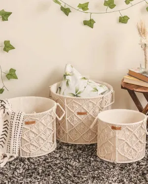 Bongo Cotton & Metal Frame Basket | Set of 3 | 4 kg