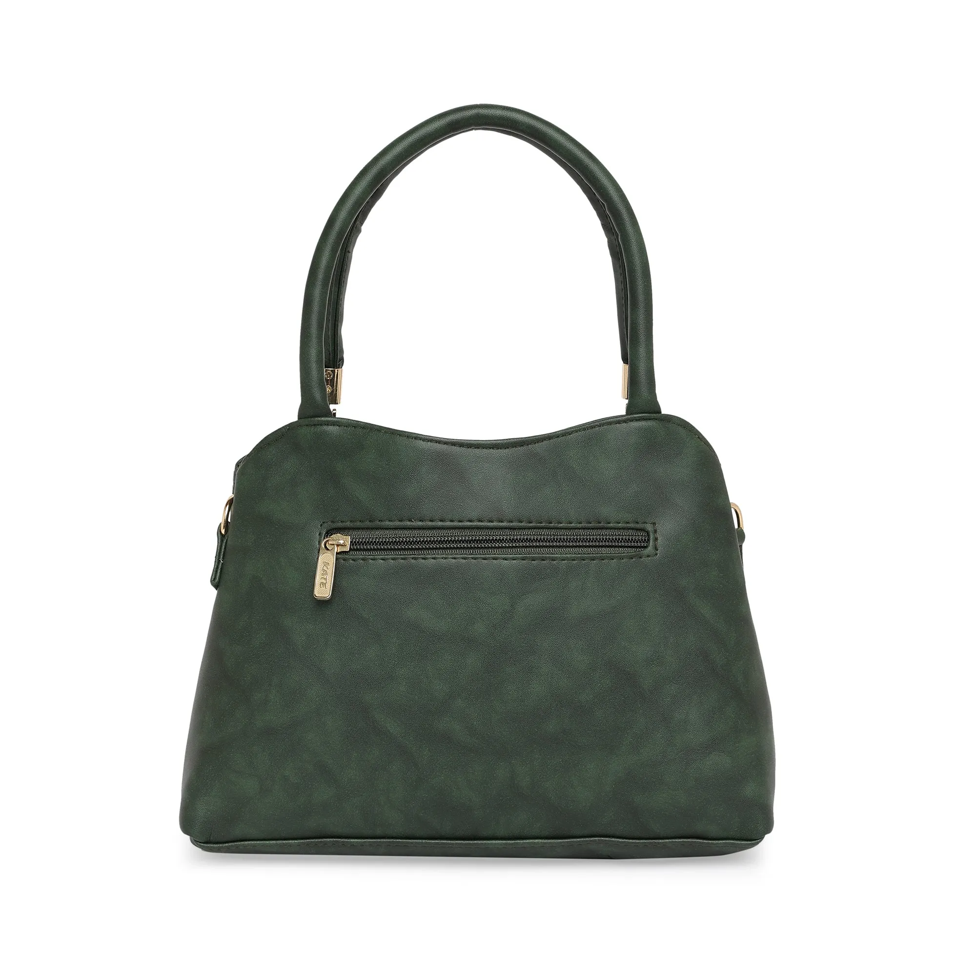 Bottle Green Women Vegan Leather Handbag With Belt