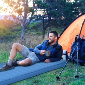 Camping Sleeping Pad with carrying Bag for Traveling Hiking-Blue