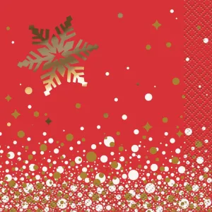 Christmas Gold Sparkle Foil-Stamped Beverage Napkins