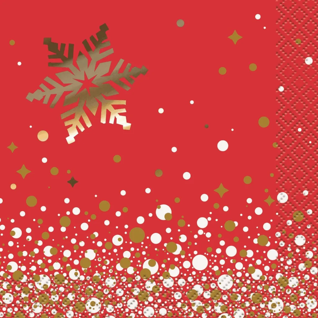 Christmas Gold Sparkle Foil-Stamped Beverage Napkins