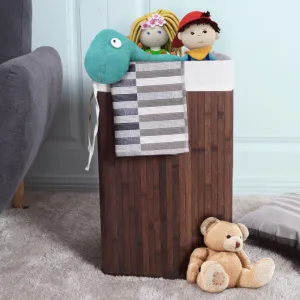 Corner Bamboo Hamper Laundry Basket-Brown