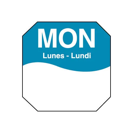 DayMark 1100601 "Mon" MoveMark Octagon Dot Labels, 1", Roll of 1,000