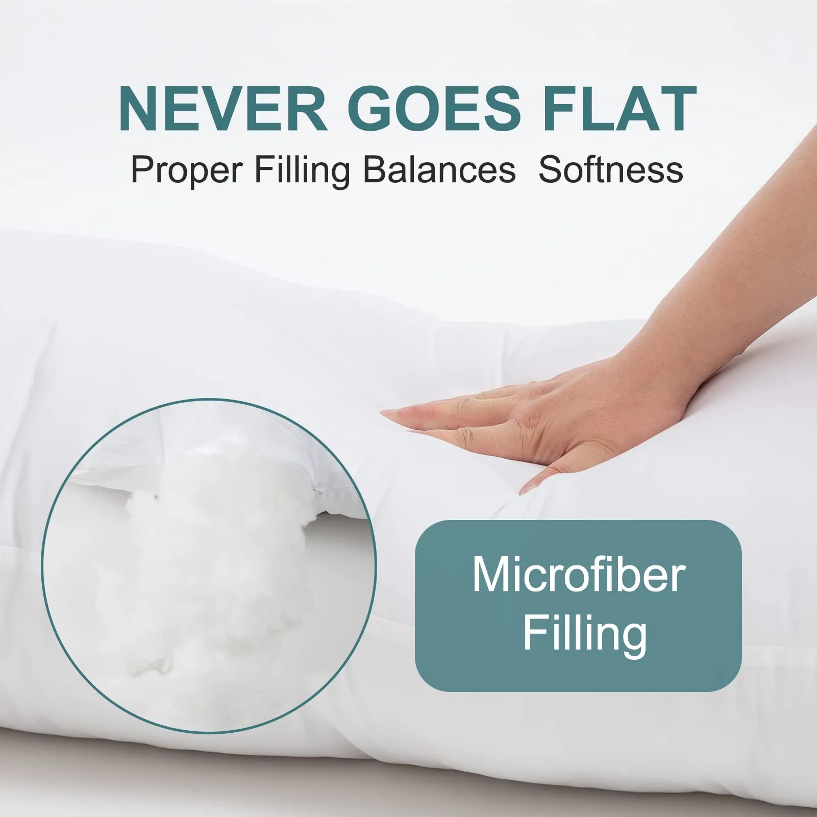DOWNCOOL Memory Fiber Filling Body Pillow Insert- Breathable Bed Full Pillow for Long Side Sleeper Without Cover- 20 x 54 inch