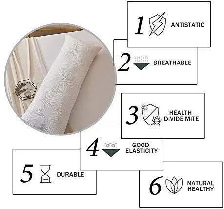 DOWNCOOL Memory Fiber Filling Body Pillow- Removable Zippered Bamboo Outer Pillow Cover- Breathable Hypoallergenic Bed Pillow for Long Side Sleeper- 20 x 54 inch