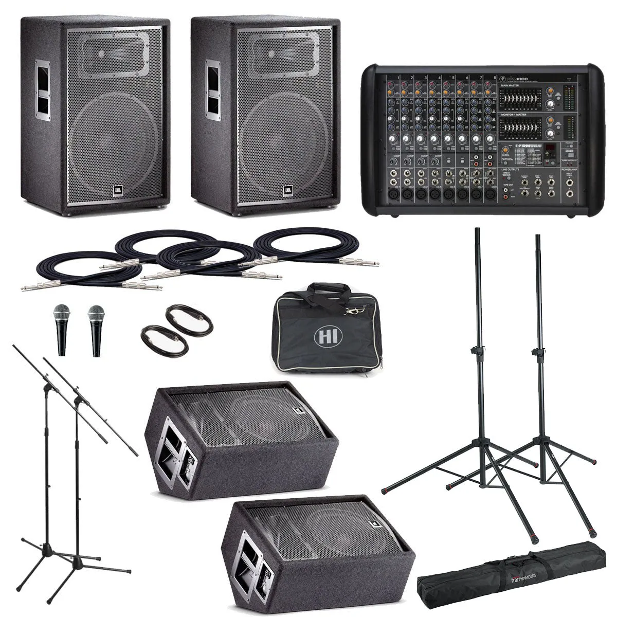 Easy Music Center Passive Live Sound System with Floor Monitors