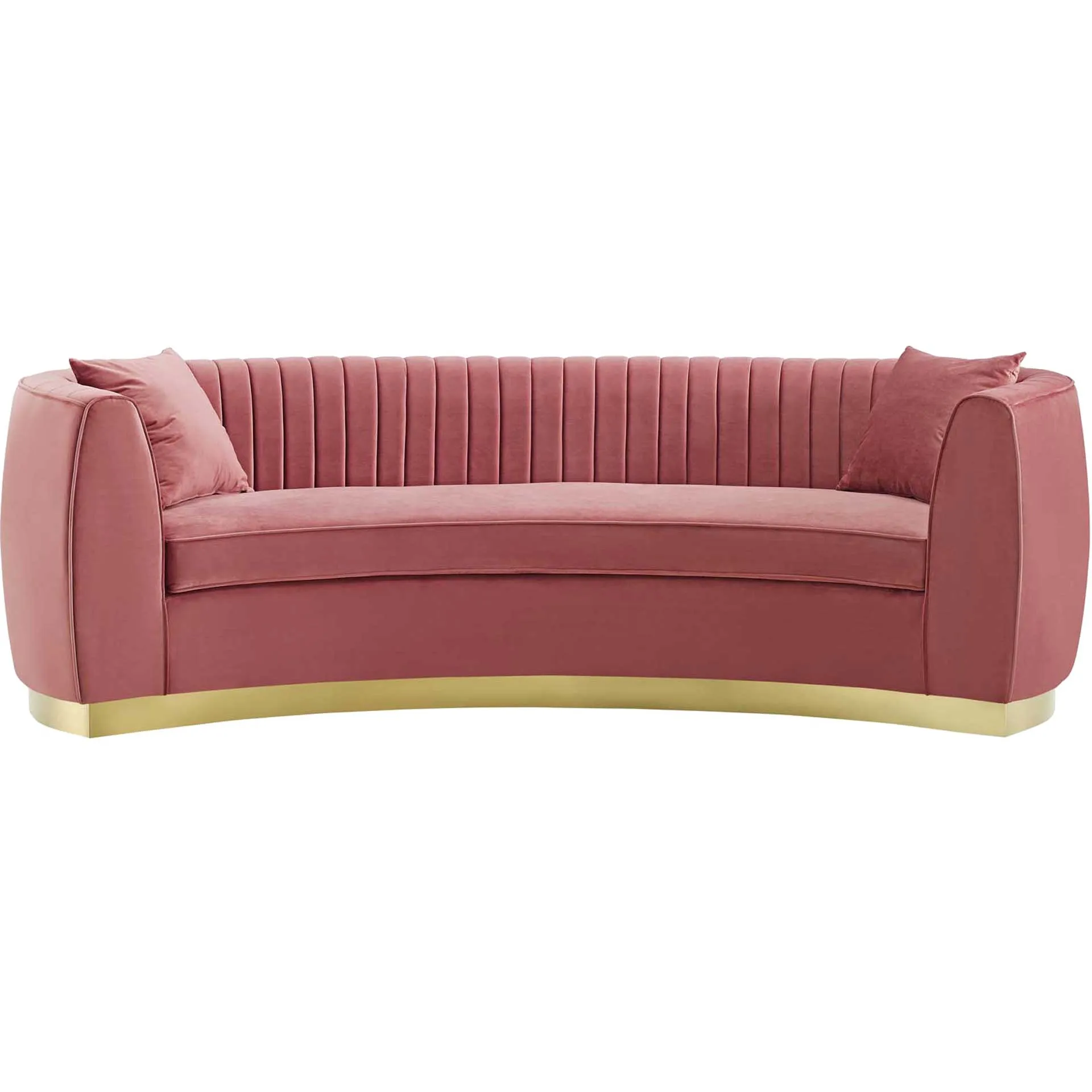 Endicott Curved Performance Velvet Sofa Dusty Rose