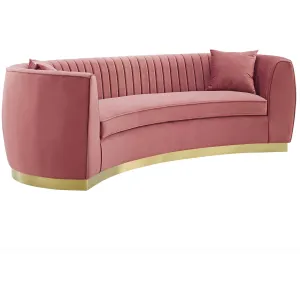 Endicott Curved Performance Velvet Sofa Dusty Rose