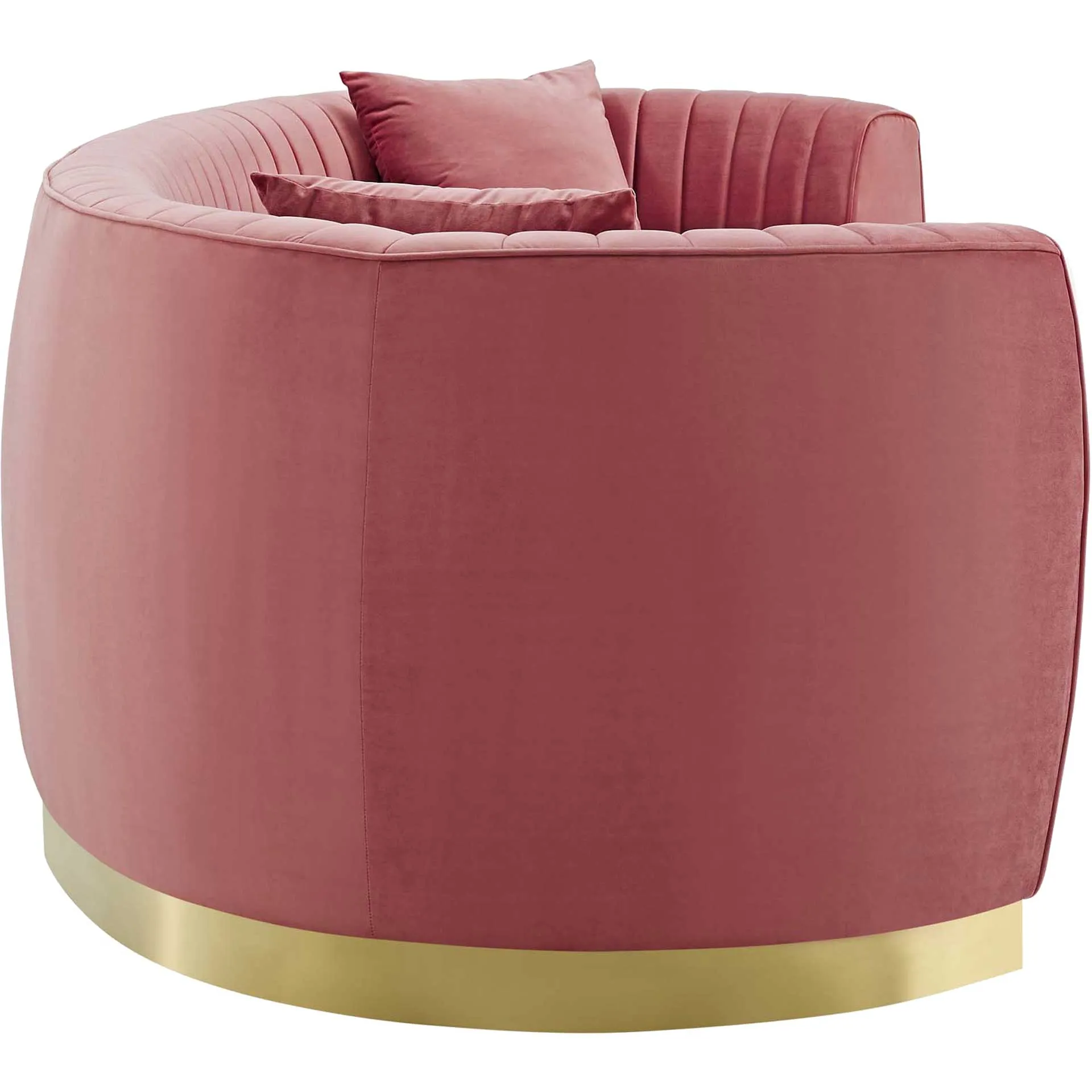 Endicott Curved Performance Velvet Sofa Dusty Rose