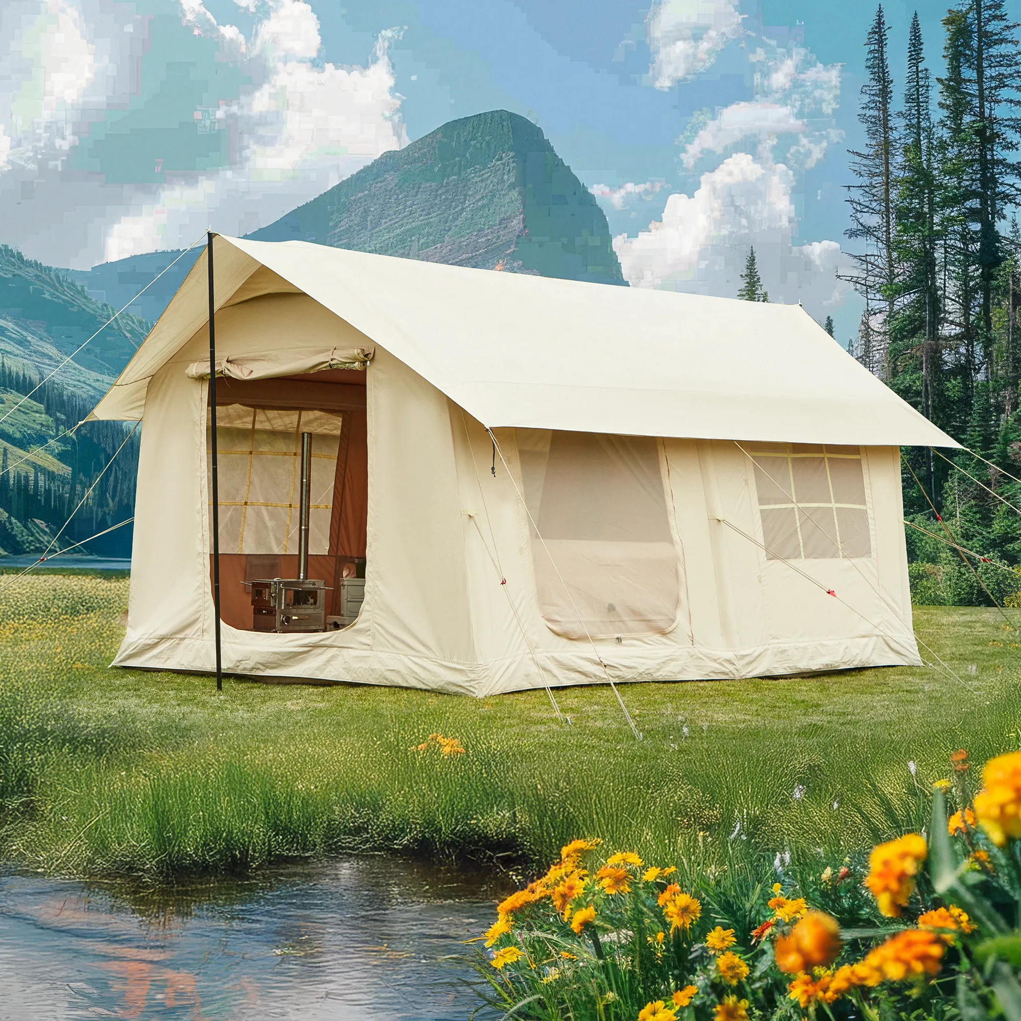 EROMMY 8-12 Person Four Season Large Inflatable Camping Tent – 12FT