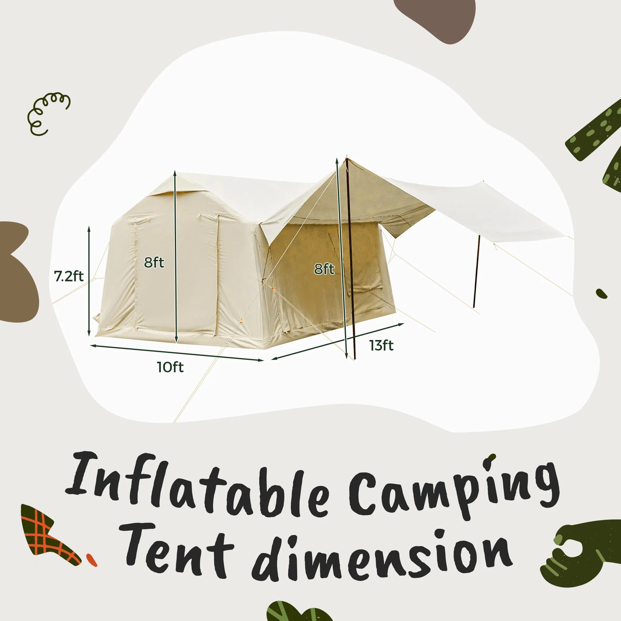 EROMMY 8-12 Person Four Season Large Inflatable Camping Tent – 12FT