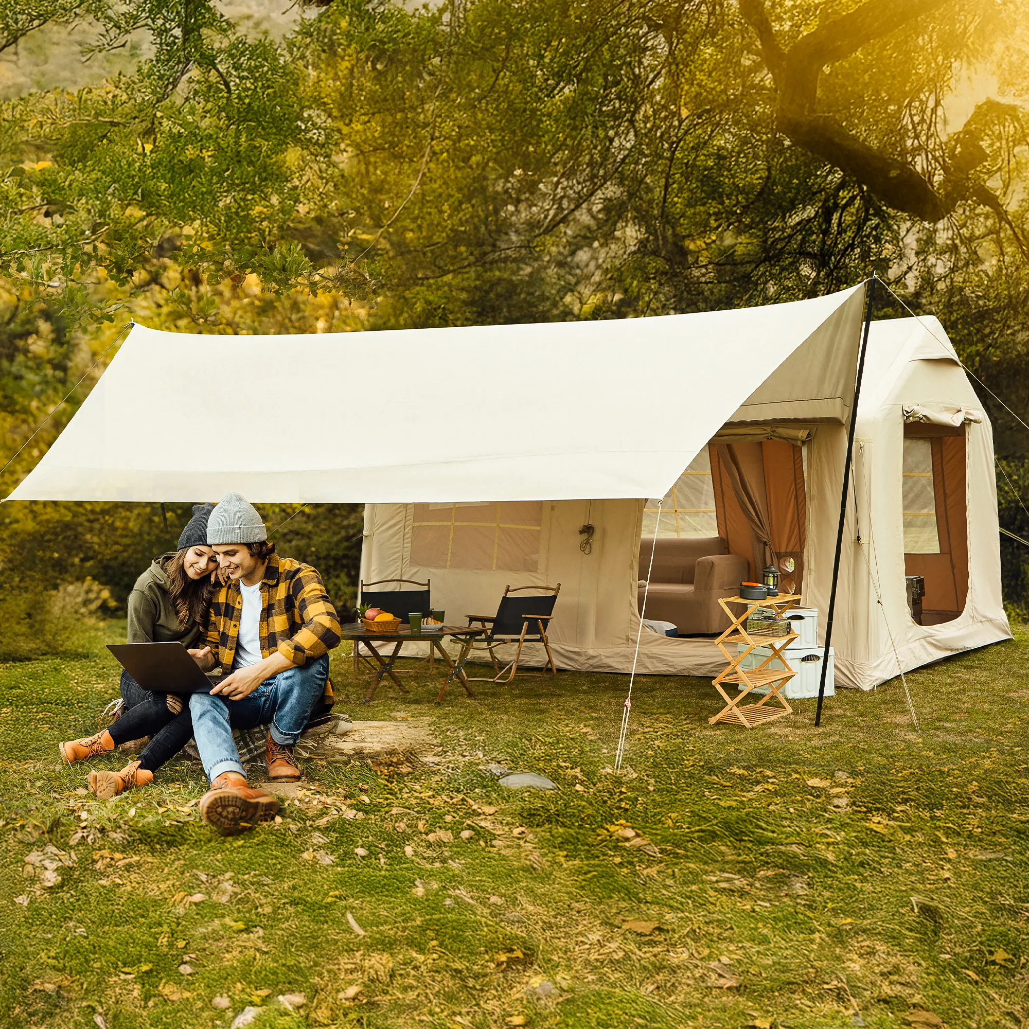EROMMY 8-12 Person Four Season Large Inflatable Camping Tent – 12FT