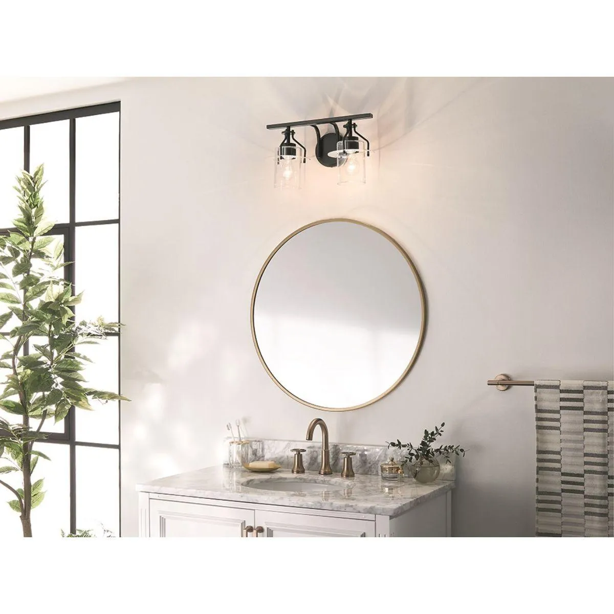 Everett 16 in. 2 Lights Vanity Light Black finish