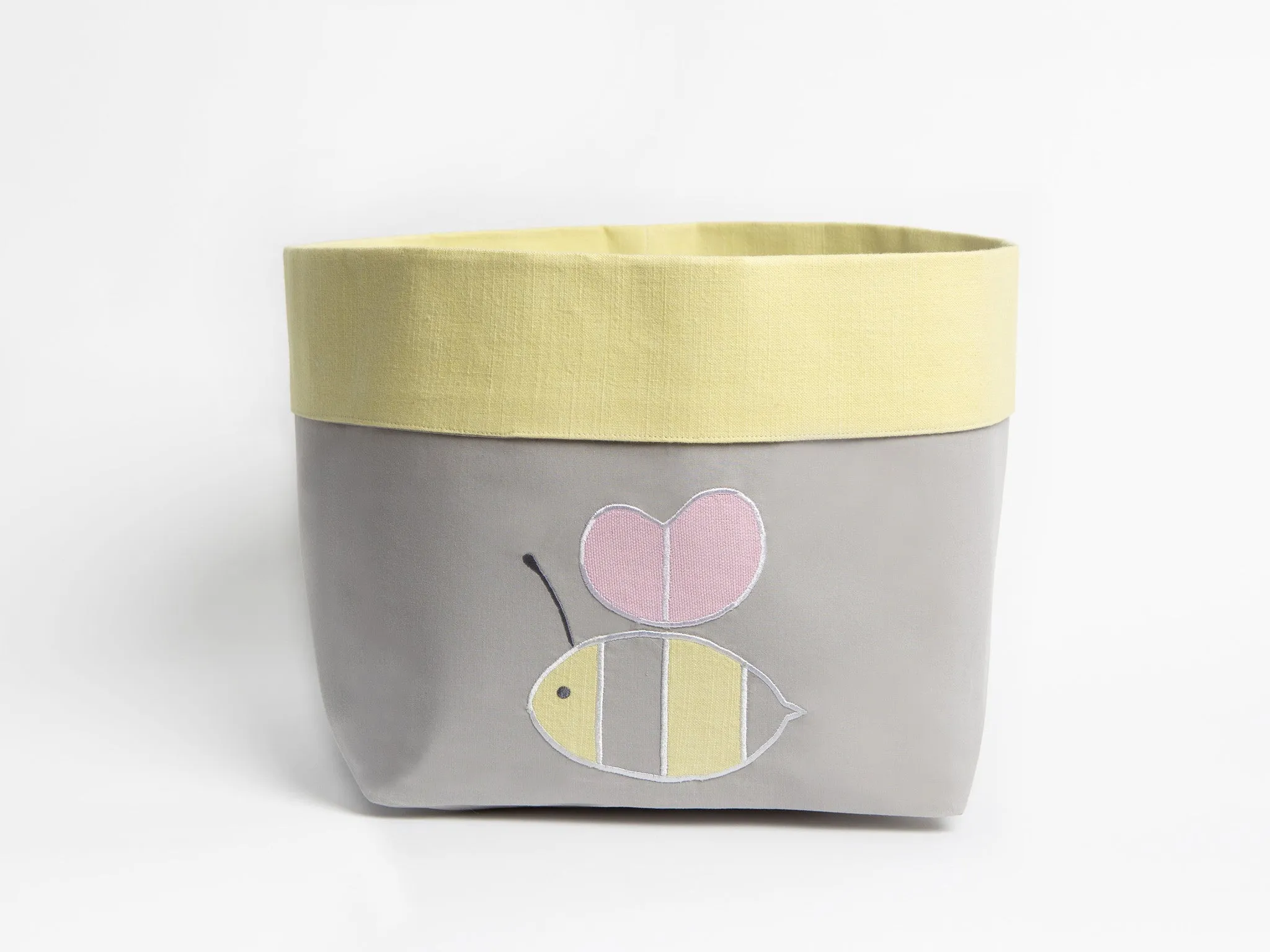 Fabric Storage Basket <br> Pink Bee, Set of 2<br><span style="font-size: 10px;">Can be Personalised</span>