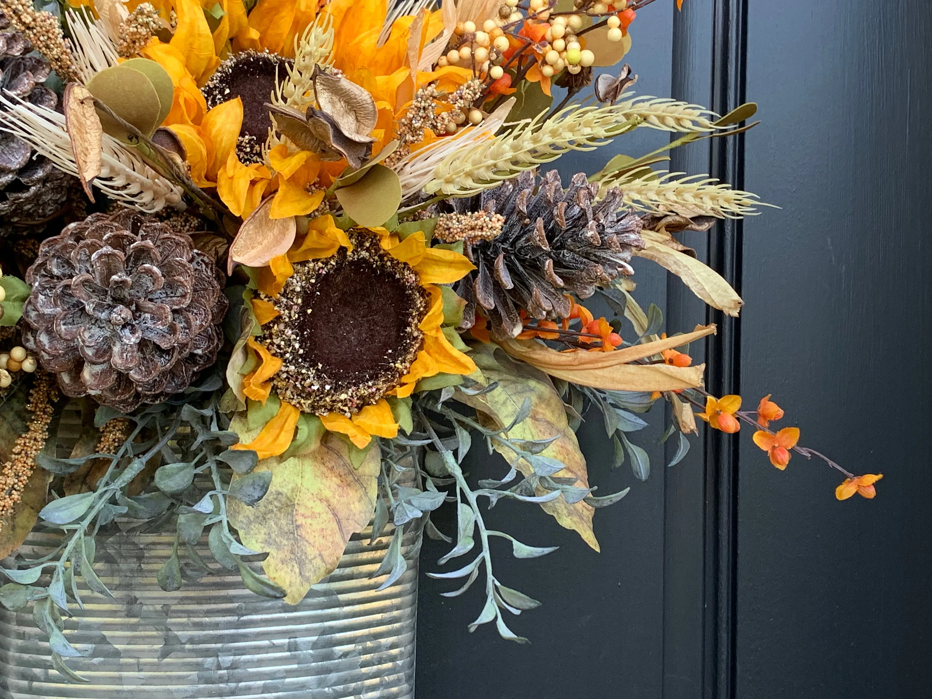 Farmhouse Sunflower Bucket Wreath