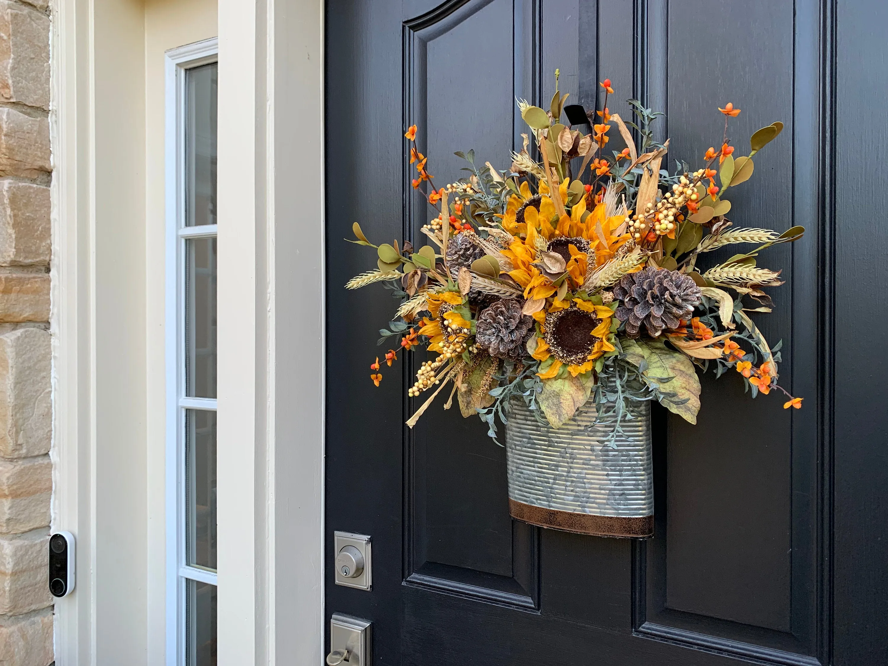 Farmhouse Sunflower Bucket Wreath