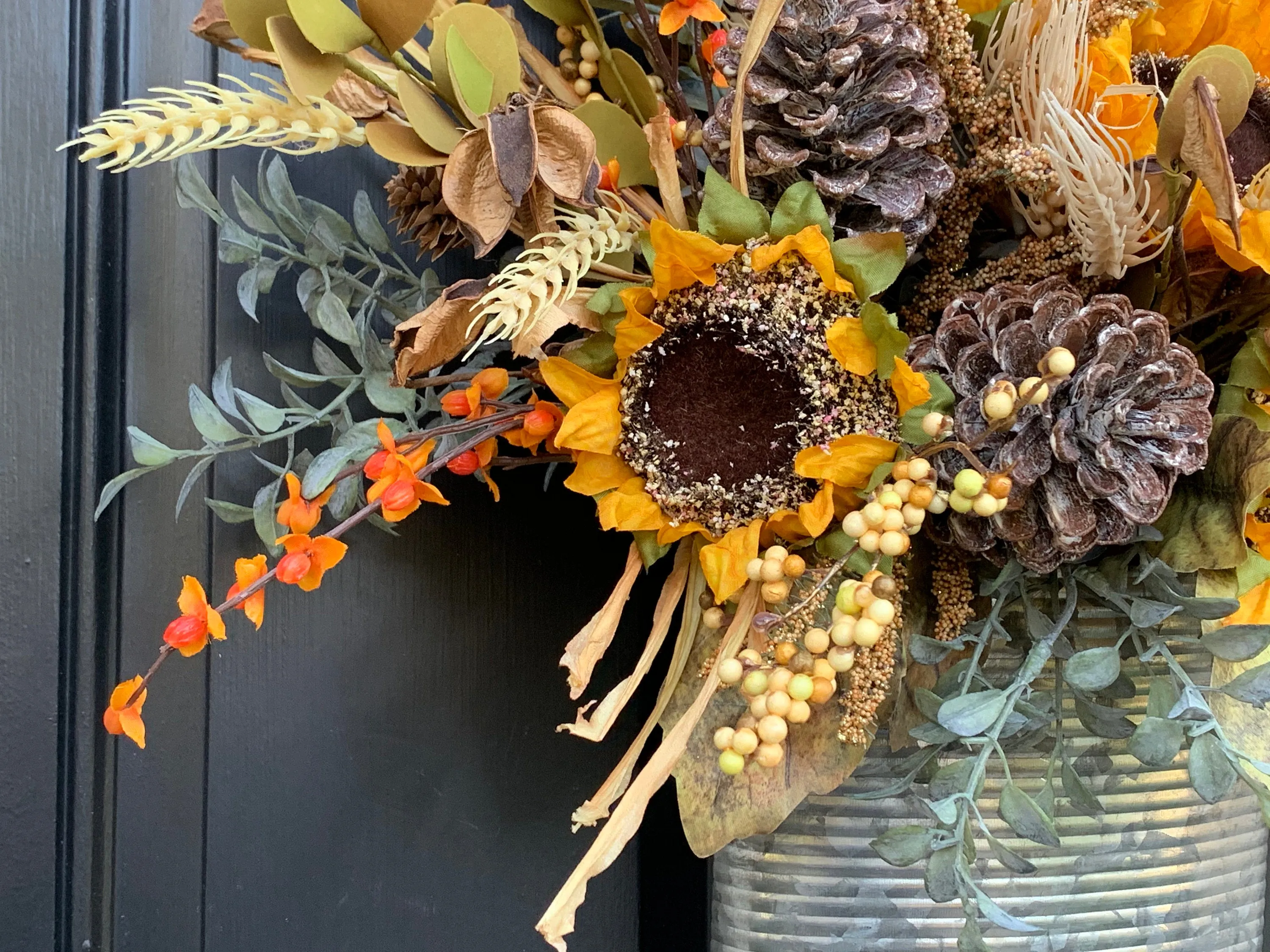 Farmhouse Sunflower Bucket Wreath
