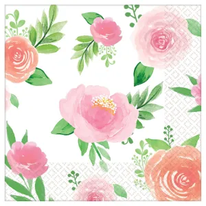Floral Baby Small Beverage Napkins, 16 Count