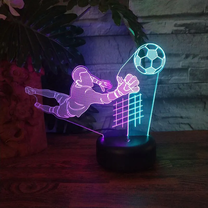 Football Player Led 3D Night Light Home Deocration Child Boy Fans Birthday Gift Table Night Lamp
