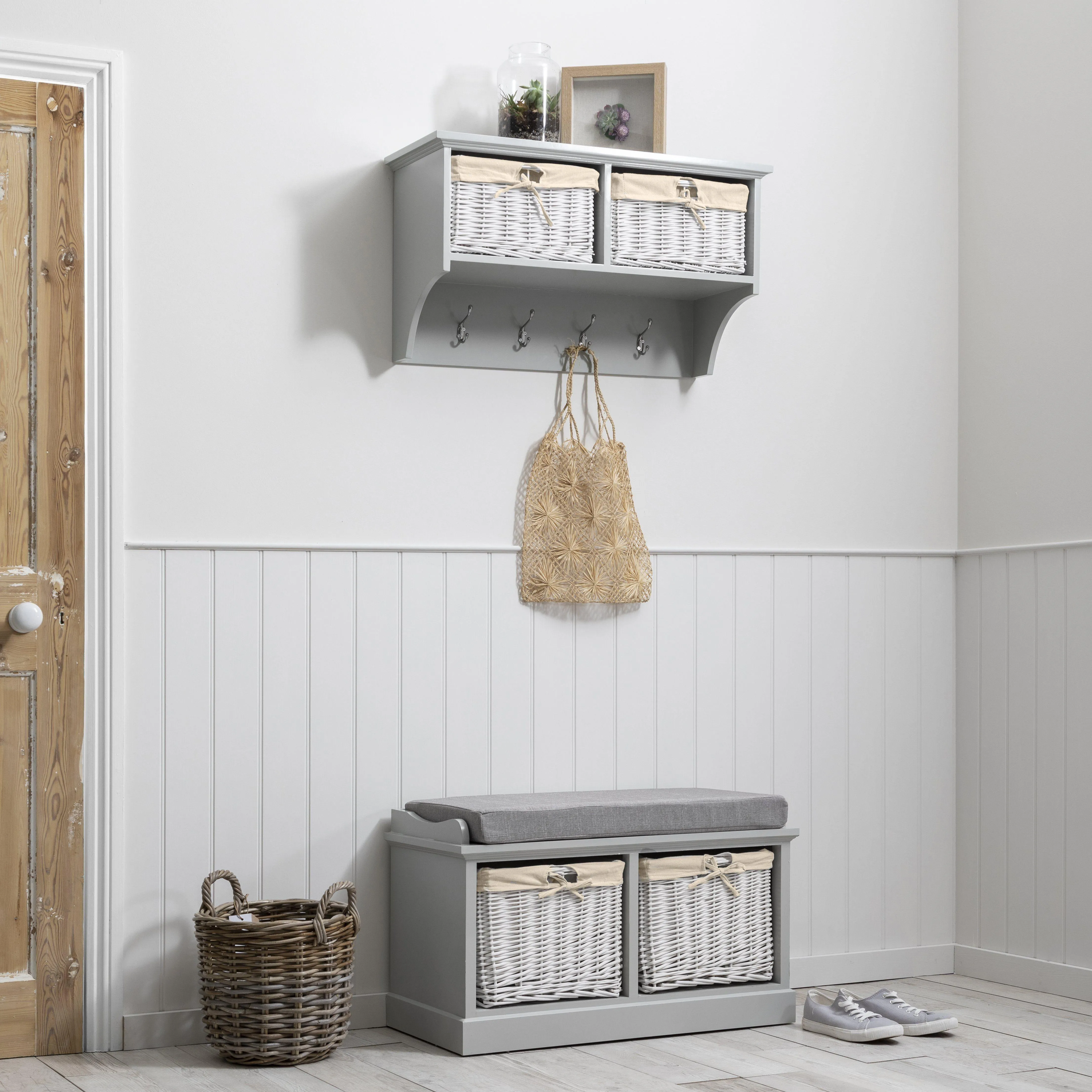 Fyfield Grey Hallway Storage Bench