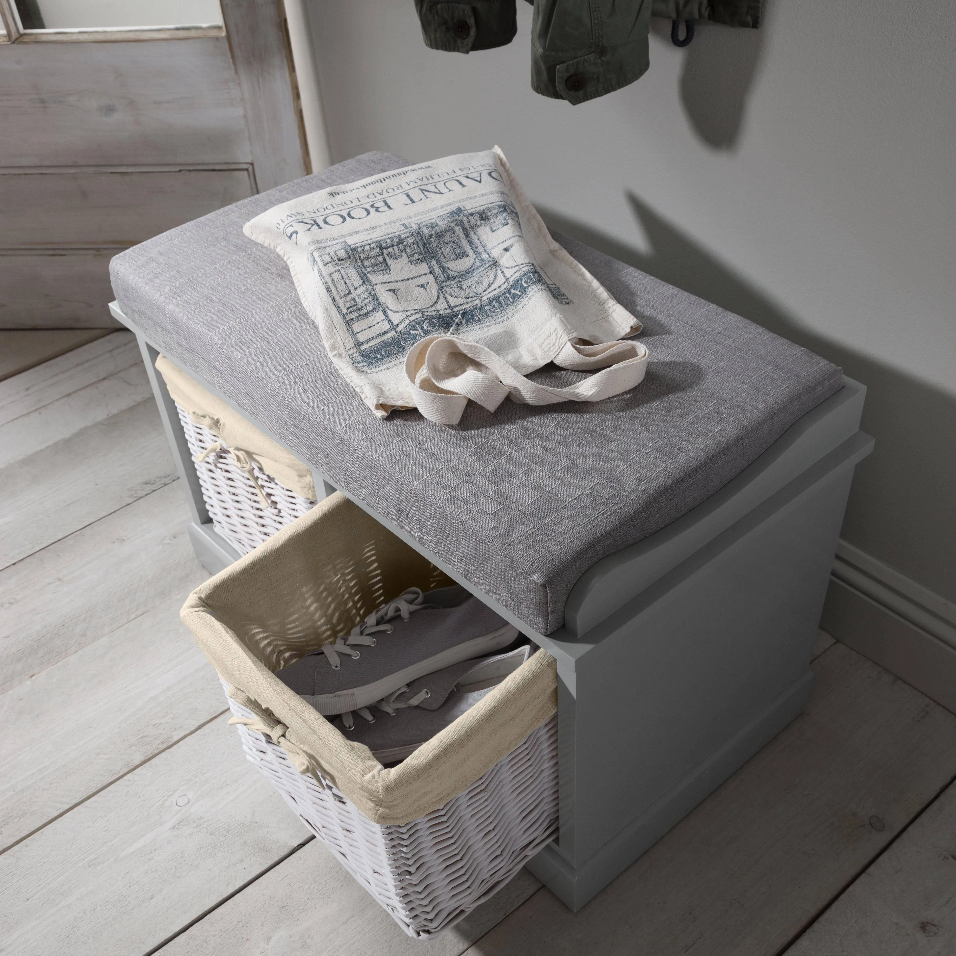 Fyfield Grey Hallway Storage Bench